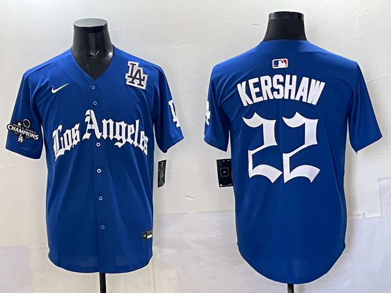 Men Los Angeles Dodgers #22 Kershaw Blue 2025 Nike MLB Jersey style 003->los angeles dodgers->MLB Jersey